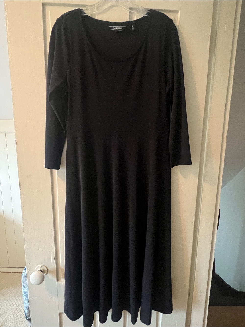 Lands' End Black Long Sleeve A-Line Dress - Small 6-8